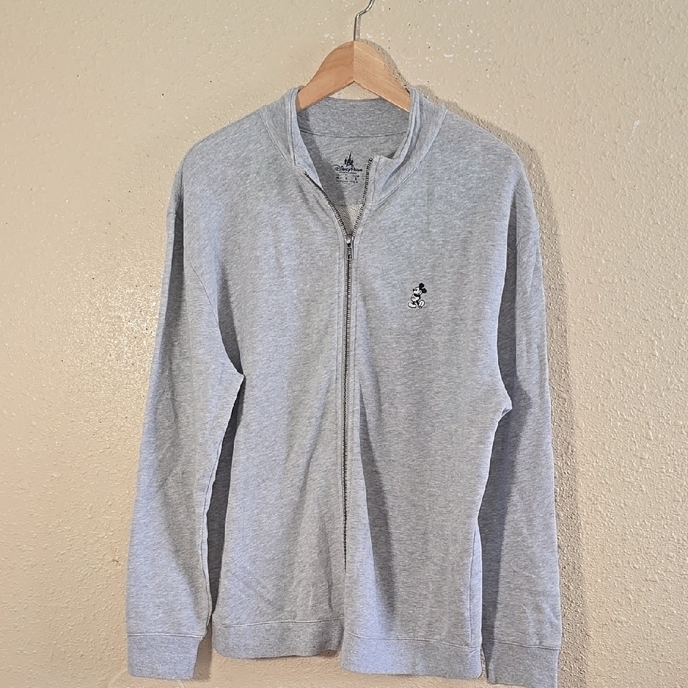 Disney Gray Zip-Up Sweater with Embroidered Design
